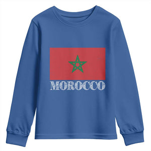 Vintage Morocco Flag Youth Sweatshirt Patriotic Moroccan Pride TS02 Royal Blue Print Your Wear