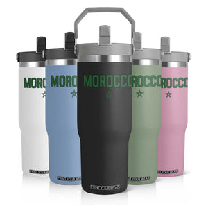 Morocco Star Flag Minimalist Moroccan Pride Flip Straw Tumbler TS02 Print Your Wear