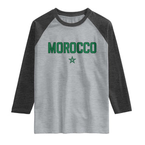 Morocco Star Flag Minimalist Moroccan Pride Raglan Shirt TS02 Heather Gray Heather Charcoal Print Your Wear