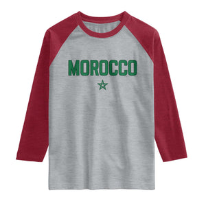 Morocco Star Flag Minimalist Moroccan Pride Raglan Shirt TS02 Heather Gray Heather Red Print Your Wear