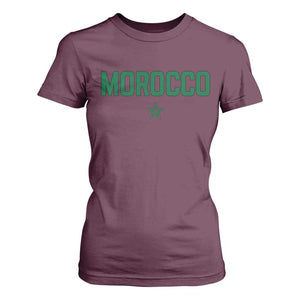 Morocco Star Flag Minimalist Moroccan Pride T Shirt For Women TS02 Maroon Print Your Wear
