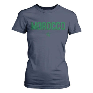 Morocco Star Flag Minimalist Moroccan Pride T Shirt For Women TS02 Navy Print Your Wear