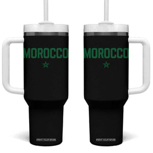 Morocco Star Flag Minimalist Moroccan Pride Tumbler With Handle TS02 One Size: 40 oz Black Print Your Wear