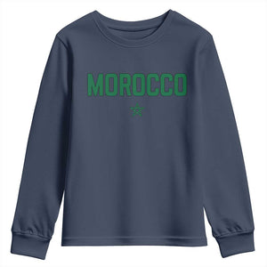 Morocco Star Flag Minimalist Moroccan Pride Youth Sweatshirt TS02 Navy Print Your Wear