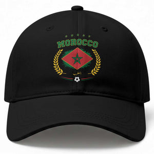 Morocco Football Laurel Wreath Crest Graphic Baseball Cap Proud Moroccan Soccer Star Emblem Sports Fans TS02 Print Your Wear
