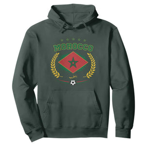 Morocco Football Laurel Wreath Crest Graphic Hoodie Proud Moroccan Soccer Star Emblem Sports Fans TS02 Dark Forest Green Print Your Wear