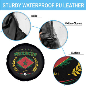 Morocco Football Laurel Wreath Crest Graphic Spare Tire Cover Proud Moroccan Soccer Star Emblem Sports Fans TS02 Print Your Wear
