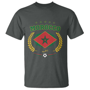 Morocco Football Laurel Wreath Crest Graphic T Shirt Proud Moroccan Soccer Star Emblem Sports Fans TS02 Print Your Wear