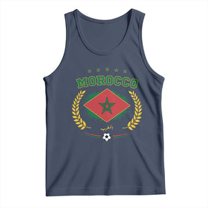 Morocco Football Laurel Wreath Crest Graphic Tank Top Proud Moroccan Soccer Star Emblem Sports Fans TS02 Navy Print Your Wear