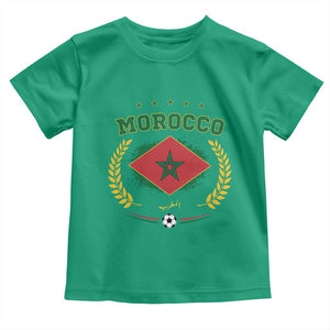 Morocco Football Laurel Wreath Crest Graphic Toddler T Shirt Proud Moroccan Soccer Star Emblem Sports Fans TS02 Irish Green Print Your Wear
