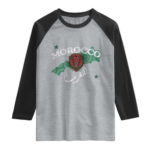 Morocco Lion Maghrib Moroccan Spirit Heritage Raglan Shirt TS02 Heather Gray Black Print Your Wear