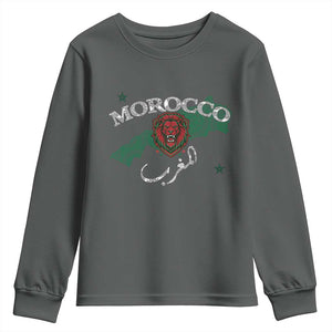 Morocco Lion Maghrib Moroccan Spirit Heritage Youth Sweatshirt TS02 Dark Heather Print Your Wear