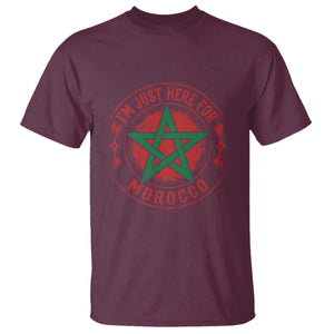 I'm Just Here for Morocco T Shirt Funny Moroccan Pride Supporter Sports Fan TS02 Maroon Print Your Wear