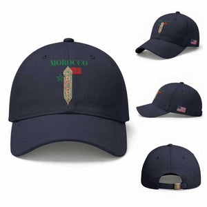 Traditional Moroccan Mosaic Archway Graphic Baseball Cap Morocco Architecture Tile Pattern TS02 Baseball Cap Universal Fit Navy Print Your Wear