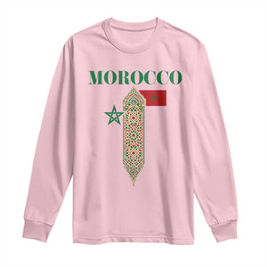 Traditional Moroccan Mosaic Archway Graphic Long Sleeve Shirt Morocco Architecture Tile Pattern TS02 Light Pink Print Your Wear