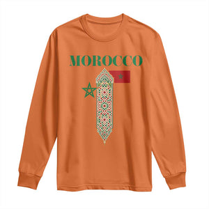 Traditional Moroccan Mosaic Archway Graphic Long Sleeve Shirt Morocco Architecture Tile Pattern TS02 Orange Print Your Wear