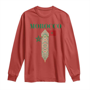 Traditional Moroccan Mosaic Archway Graphic Long Sleeve Shirt Morocco Architecture Tile Pattern TS02 Red Print Your Wear