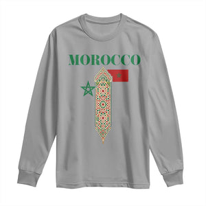 Traditional Moroccan Mosaic Archway Graphic Long Sleeve Shirt Morocco Architecture Tile Pattern TS02 Sport Gray Print Your Wear