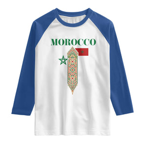 Traditional Moroccan Mosaic Archway Graphic Raglan Shirt Morocco Architecture Tile Pattern TS02 White Royal Print Your Wear