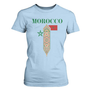 Traditional Moroccan Mosaic Archway Graphic T Shirt For Women Morocco Architecture Tile Pattern TS02 Light Blue Print Your Wear