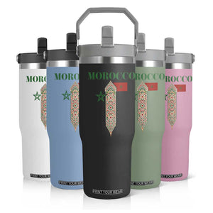 Traditional Moroccan Mosaic Archway Graphic Flip Straw Tumbler Morocco Architecture Tile Pattern TS02 Print Your Wear