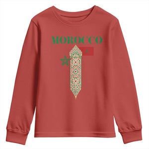 Traditional Moroccan Mosaic Archway Graphic Youth Sweatshirt Morocco Architecture Tile Pattern TS02 Red Print Your Wear