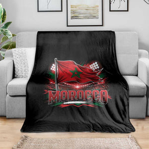 Waving Morocco Flag Stadium Lights Throw Blanket Patriotic Moroccan Soccer Fans TS02 Print Your Wear