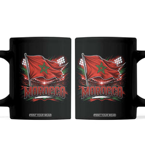 Waving Morocco Flag Stadium Lights Coffee Mug Patriotic Moroccan Soccer Fans TS02 Black Print Your Wear