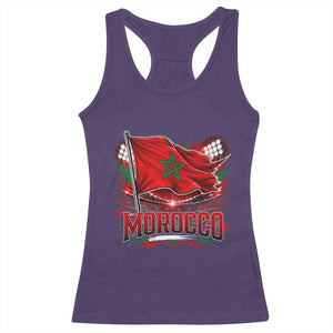 Waving Morocco Flag Stadium Lights Racerback Tank Top Patriotic Moroccan Soccer Fans TS02 Purple Print Your Wear