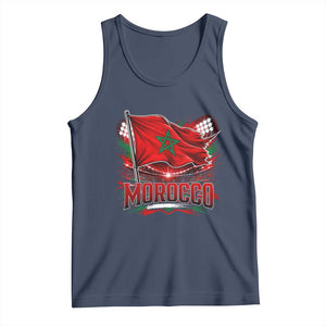 Waving Morocco Flag Stadium Lights Tank Top Patriotic Moroccan Soccer Fans TS02 Navy Print Your Wear