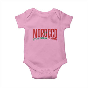 Morocco Flag Pride Allah Yarham El Ahmar Baby Onesie Moroccan Soccer Football Fans Gift TS02 Light Pink Print Your Wear