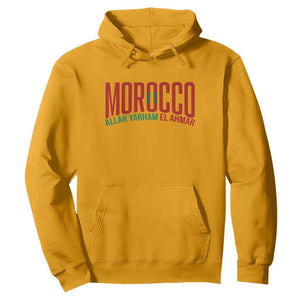 Morocco Flag Pride Allah Yarham El Ahmar Hoodie Moroccan Soccer Football Fans Gift TS02 S Gold Print Your Wear