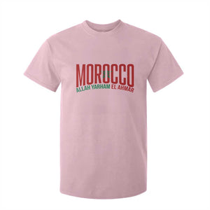 Morocco Flag Pride Allah Yarham El Ahmar T Shirt For Kid Moroccan Soccer Football Fans Gift TS02 Light Pink Print Your Wear
