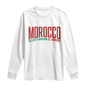 Morocco Flag Pride Allah Yarham El Ahmar Long Sleeve Shirt Moroccan Soccer Football Fans Gift TS02 White Print Your Wear