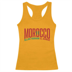 Morocco Flag Pride Allah Yarham El Ahmar Racerback Tank Top Moroccan Soccer Football Fans Gift TS02 Gold Print Your Wear