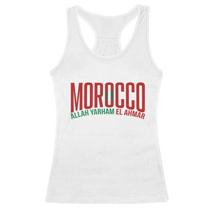 Morocco Flag Pride Allah Yarham El Ahmar Racerback Tank Top Moroccan Soccer Football Fans Gift TS02 White Print Your Wear