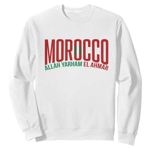 Morocco Flag Pride Allah Yarham El Ahmar Sweatshirt Moroccan Soccer Football Fans Gift TS02 White Print Your Wear