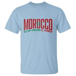 Morocco Flag Pride Allah Yarham El Ahmar T Shirt Moroccan Soccer Football Fans Gift TS02 Light Blue Print Your Wear