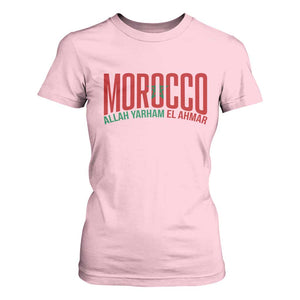 Morocco Flag Pride Allah Yarham El Ahmar T Shirt For Women Moroccan Soccer Football Fans Gift TS02 Light Pink Print Your Wear
