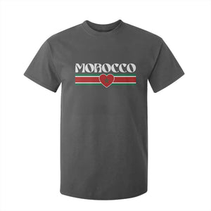 Love Morocco Retro Stripe Graphic T Shirt For Kid Maroc Moroccan Flag Heart TS02 Dark Heather Print Your Wear