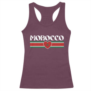 Love Morocco Retro Stripe Graphic Racerback Tank Top Maroc Moroccan Flag Heart TS02 Maroon Print Your Wear