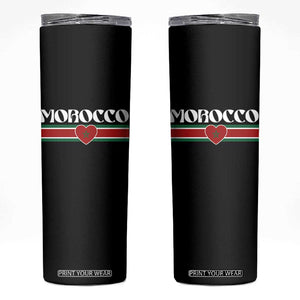 Love Morocco Retro Stripe Graphic Skinny Tumbler Maroc Moroccan Flag Heart TS02 Black Print Your Wear