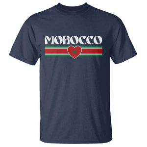 Love Morocco Retro Stripe Graphic T Shirt Maroc Moroccan Flag Heart TS02 Navy Print Your Wear