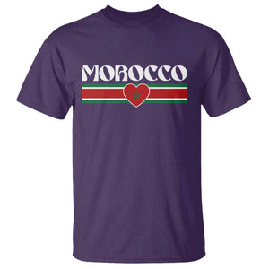 Love Morocco Retro Stripe Graphic T Shirt Maroc Moroccan Flag Heart TS02 Purple Print Your Wear
