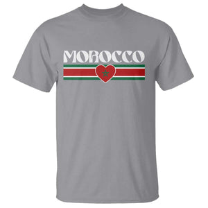 Love Morocco Retro Stripe Graphic T Shirt Maroc Moroccan Flag Heart TS02 Sport Gray Print Your Wear