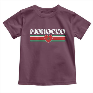 Love Morocco Retro Stripe Graphic Toddler T Shirt Maroc Moroccan Flag Heart TS02 Maroon Print Your Wear
