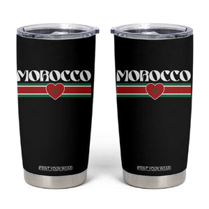 Love Morocco Retro Stripe Graphic Tumbler Cup Maroc Moroccan Flag Heart TS02 Black Print Your Wear