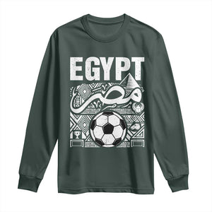 Egypt Soccer Misr Pride Arabic Calligraphy Long Sleeve Shirt Egyptian Football Fans Ancient Pyramid Heritage Graphic TS02 Dark Forest Green Print Your Wear
