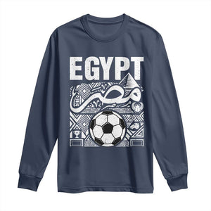 Egypt Soccer Misr Pride Arabic Calligraphy Long Sleeve Shirt Egyptian Football Fans Ancient Pyramid Heritage Graphic TS02 Navy Print Your Wear