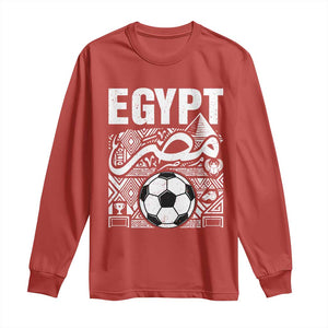 Egypt Soccer Misr Pride Arabic Calligraphy Long Sleeve Shirt Egyptian Football Fans Ancient Pyramid Heritage Graphic TS02 Red Print Your Wear